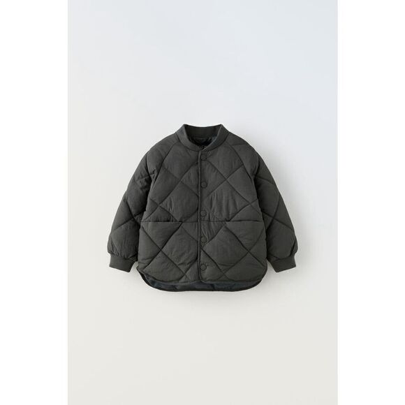 ZARA WATER-REPELLENT QUILTED BOMBER JACKET Black size 4-5 years Snaps - Picture 1 of 11
